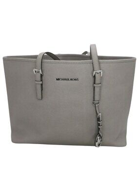 Michael Kors Jet Set Purse Travel Saffiano Leather Gray Large Tote Bag